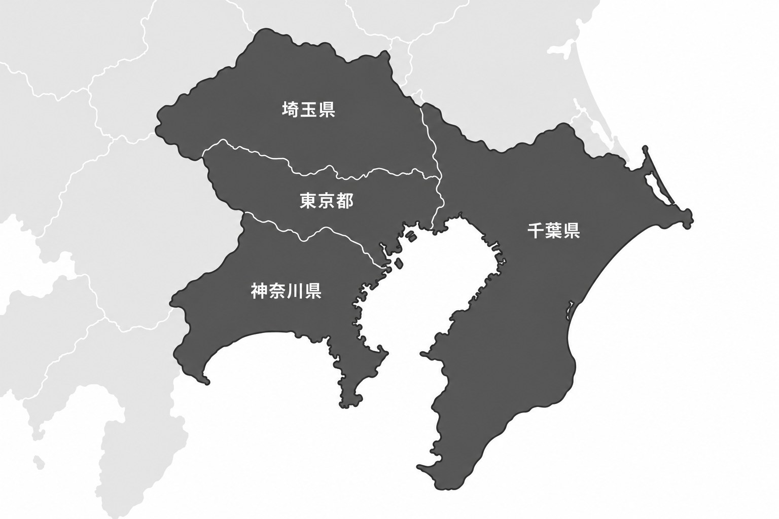 対応エリアの地図（東京都・神奈川県・埼玉県・千葉県）